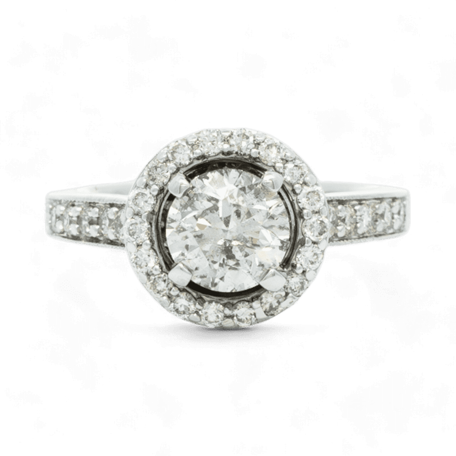  Ring 14k White Gold With 1.44 Carats of Diamonds