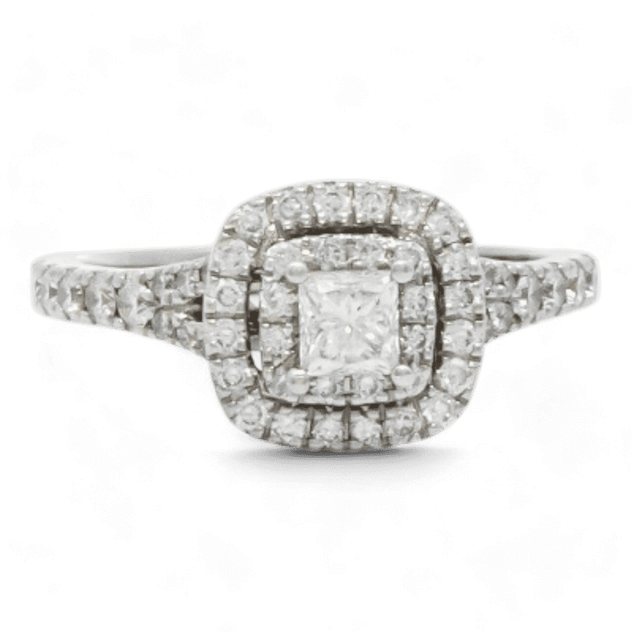  Ring 14k White Gold with 0.95 Carats of Diamonds