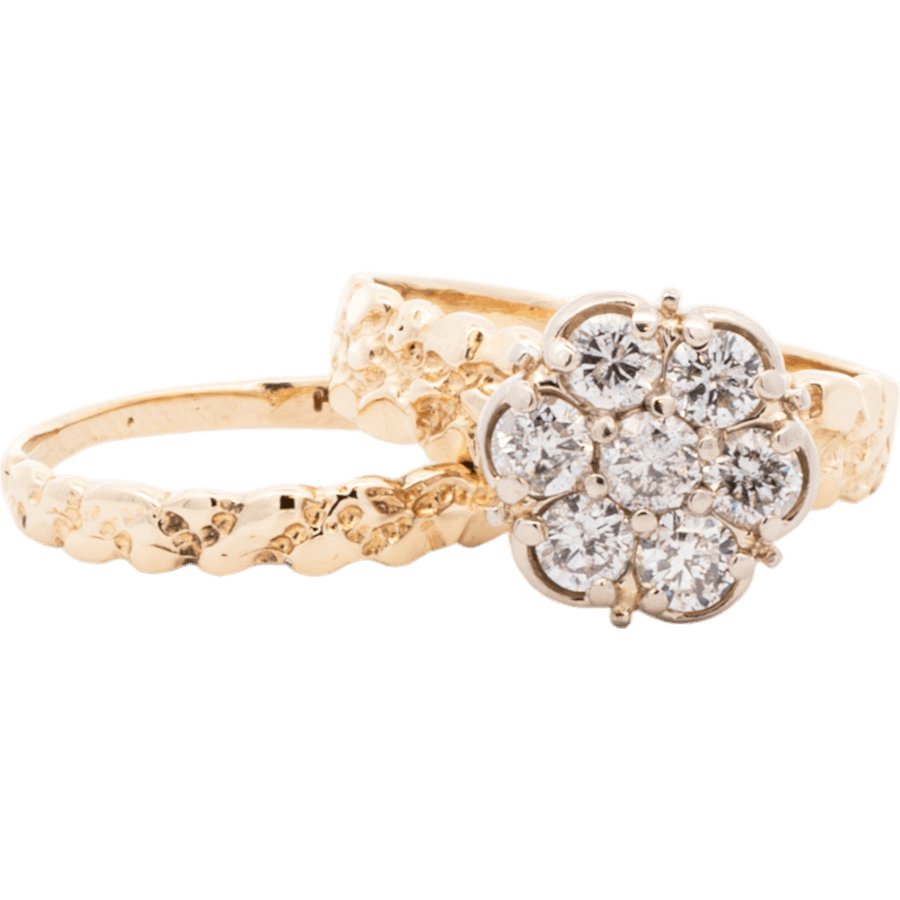  Ring 10k Yellow Gold with 0.98 Carats of Diamonds