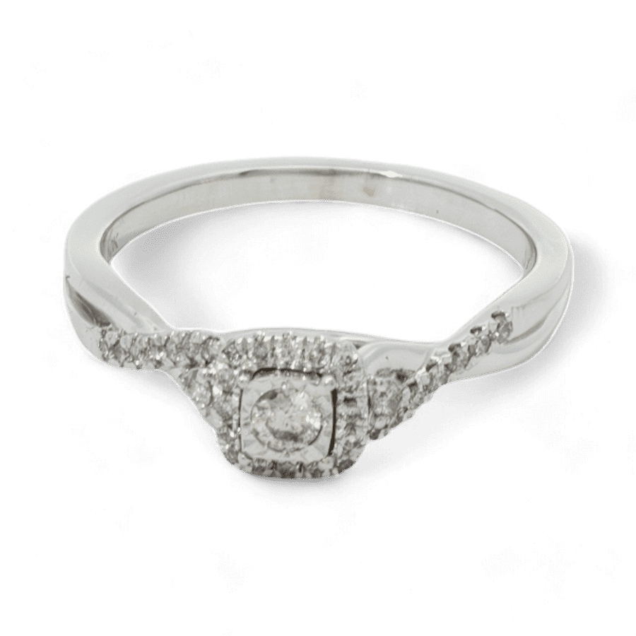  Ring 10k White Gold With 0.41 Carats of Diamonds