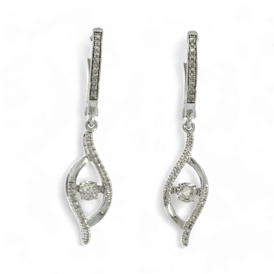  Earrings 10k White Gold with 0.47 Carats of Diamonds