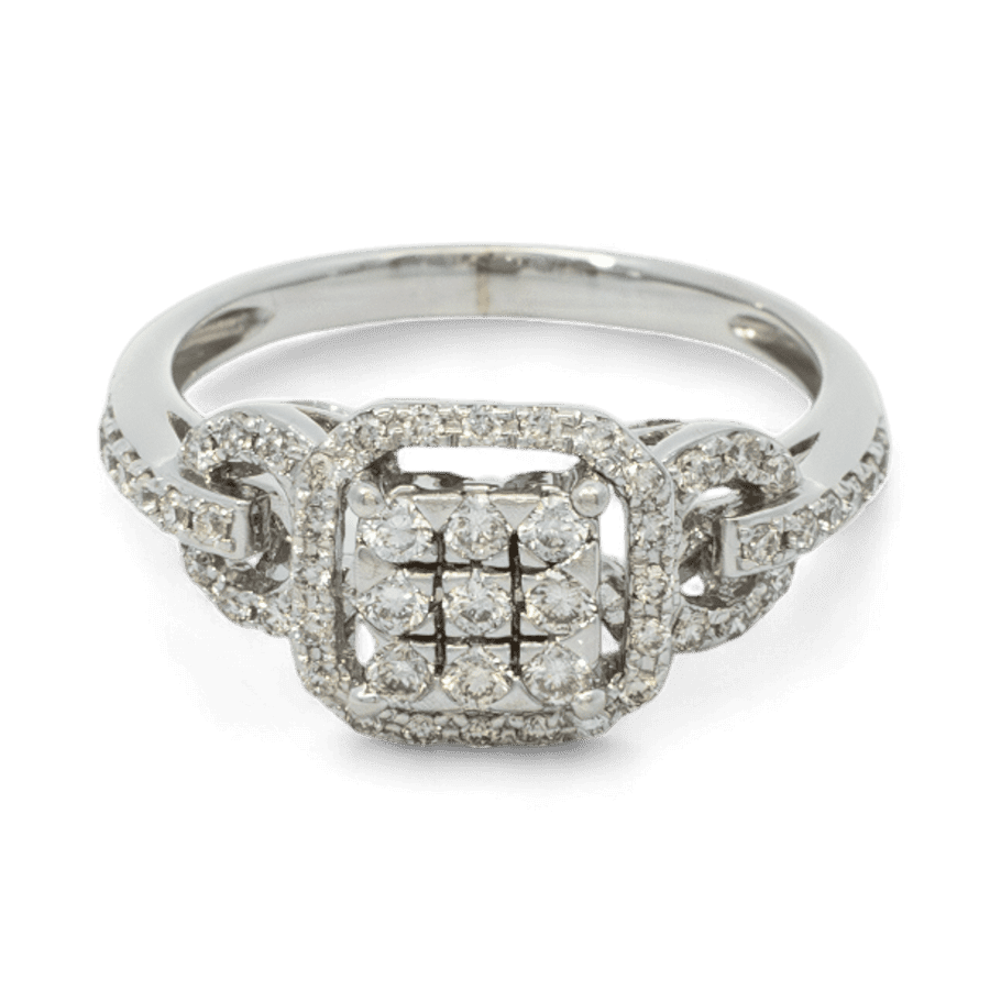  Ring 10k White Gold With 0.62 Carats of Diamonds