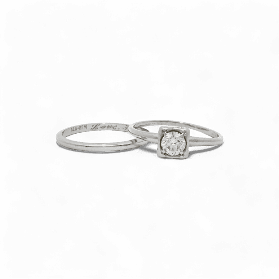  Ring 14K White Gold With 0.5 Carats Of Diamonds