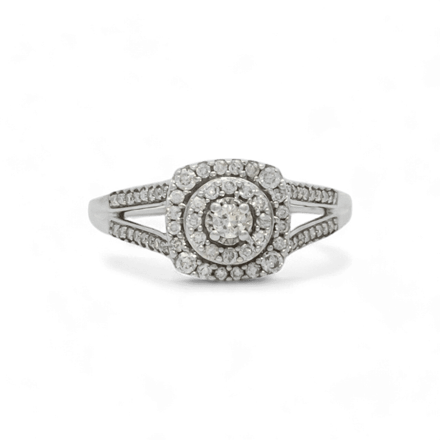  Ring 10K White Gold With 0.85 Carats Of Diamonds