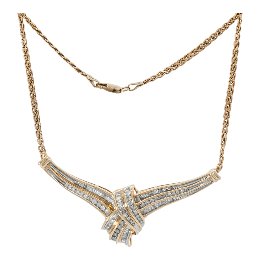  Necklace 14k Yellow Gold with 1.18 Carats of Diamonds