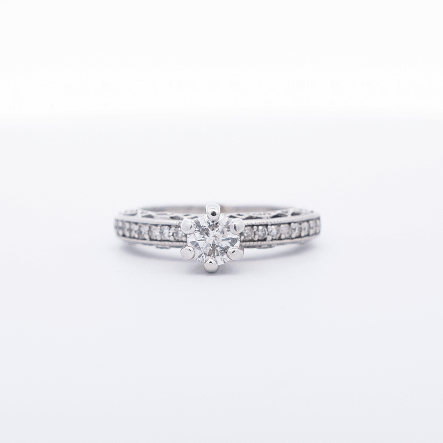  Ring 14k White Gold 17 Diamonds