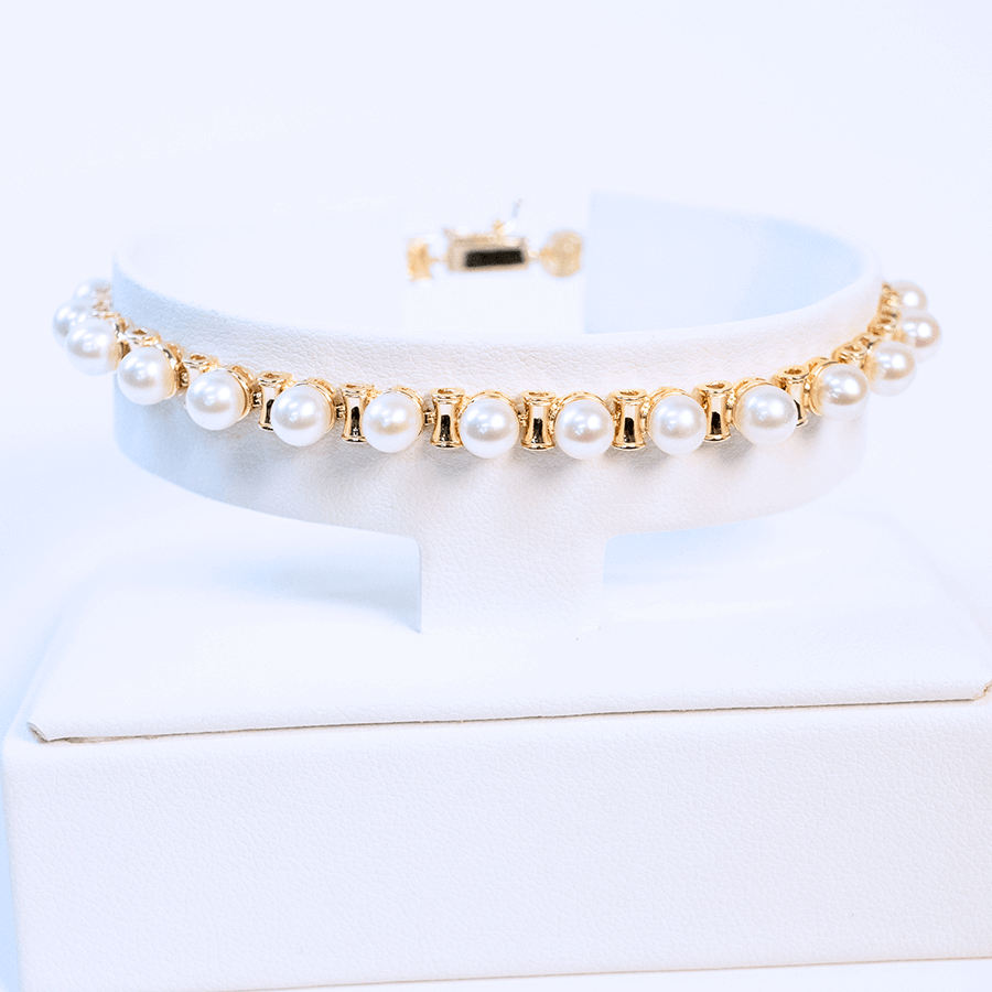 Picture of  Bracelet 14k Yellow Gold Synthetic Pearl