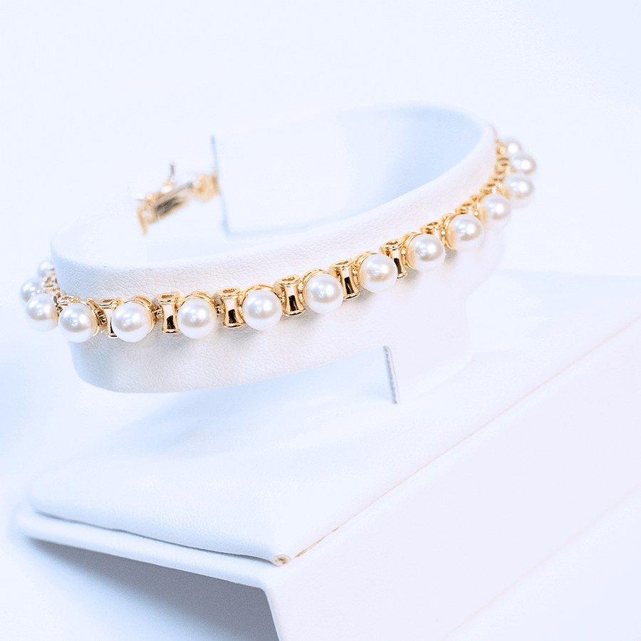 Picture of  Bracelet 14k Yellow Gold Synthetic Pearl