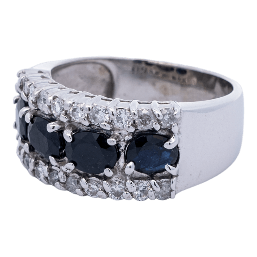 Picture of  Ring 14k White Gold 20 Diamonds Synthetic Sapphire