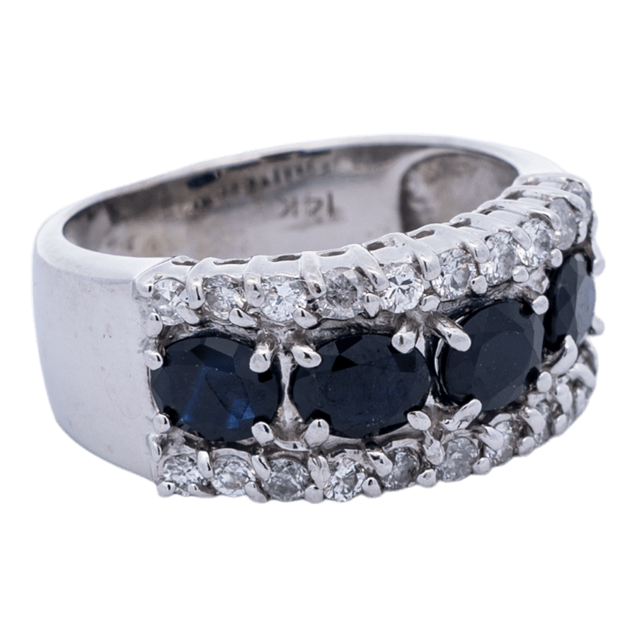 Picture of  Ring 14k White Gold 20 Diamonds Synthetic Sapphire