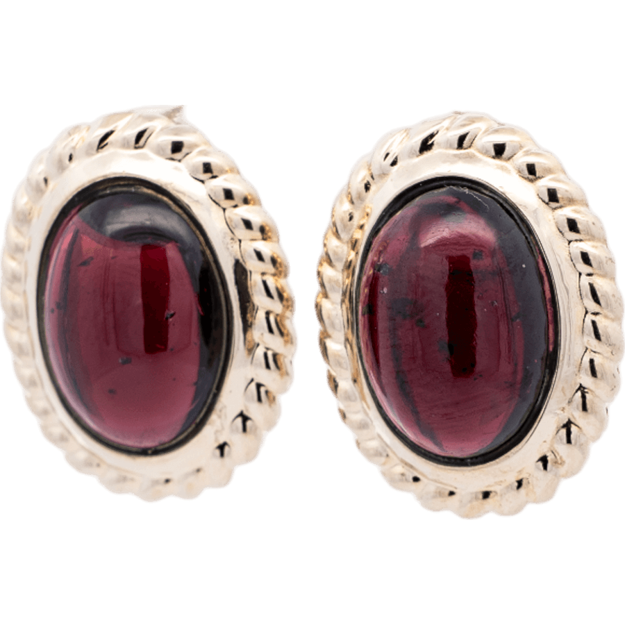 Picture of  Earrings 14k Yellow Gold Synthetic Garnet