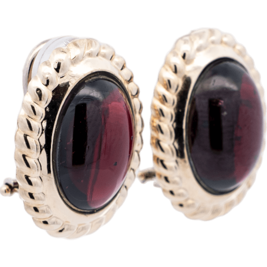 Picture of  Earrings 14k Yellow Gold Synthetic Garnet