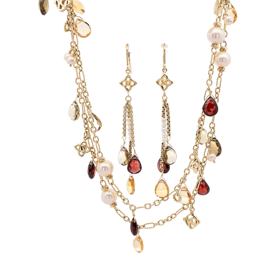 DAVID YURMAN Necklace & Earrings Set 18k Gold