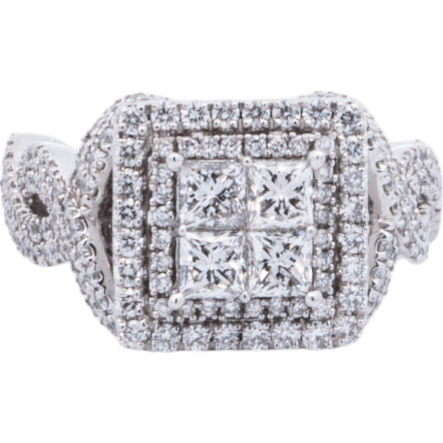  Ring 10k White Gold With 2.03 Carats Of Diamonds