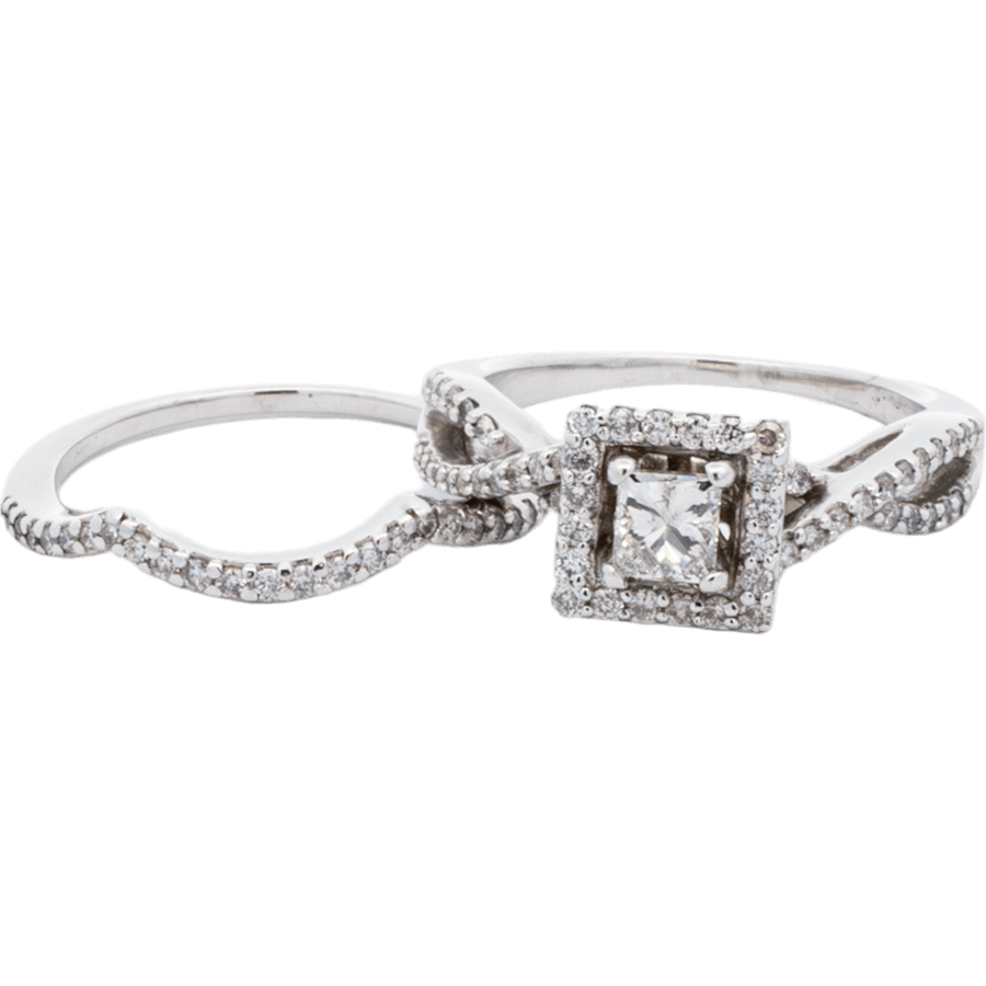  Ring 14K White Gold 95 Diamonds