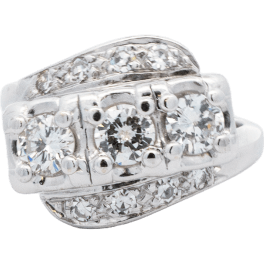  Ring 14K White Gold 11 Diamonds