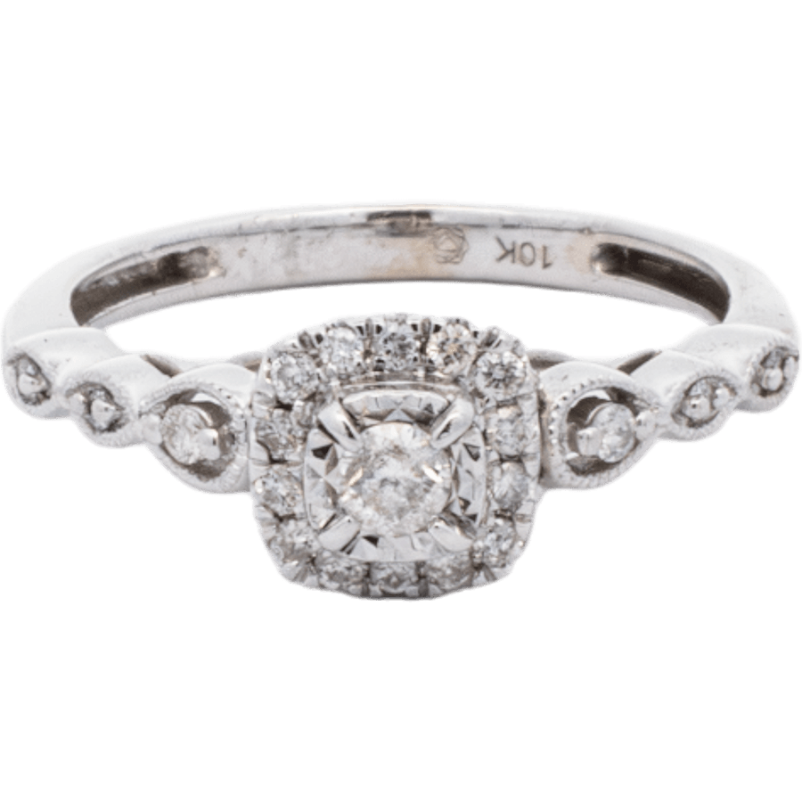  Ring 10K White Gold 21 Diamonds