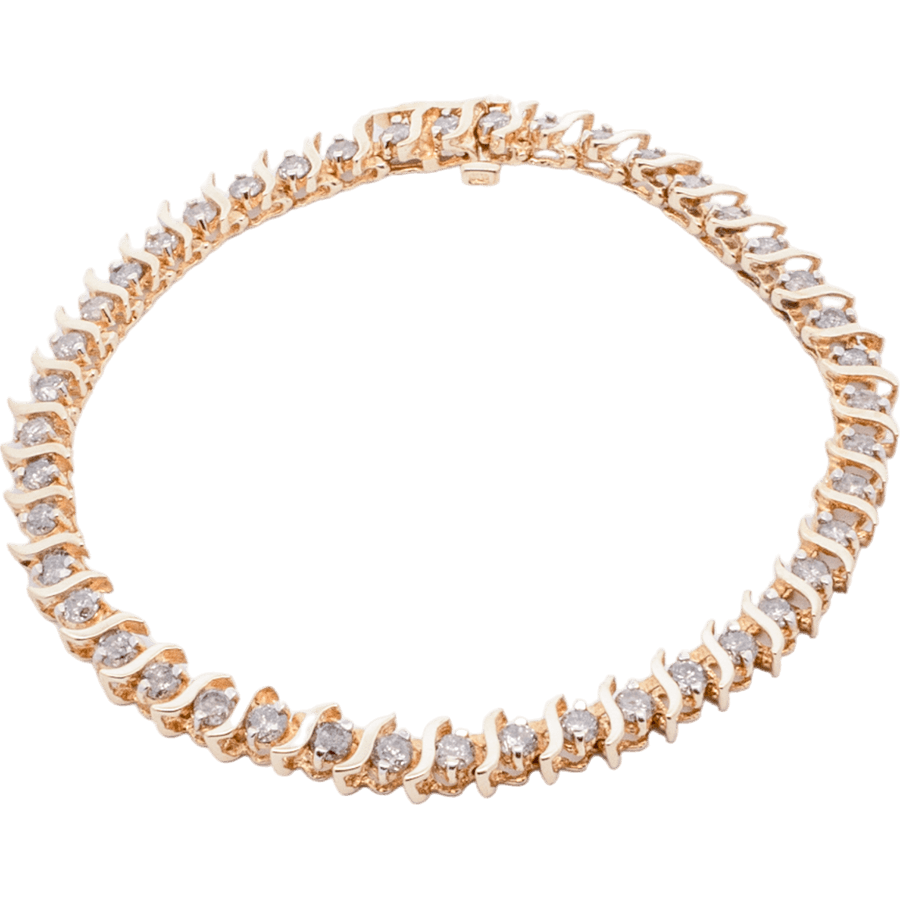  Bracelet 10k Yellow Gold with 1.1 Carats of Diamonds