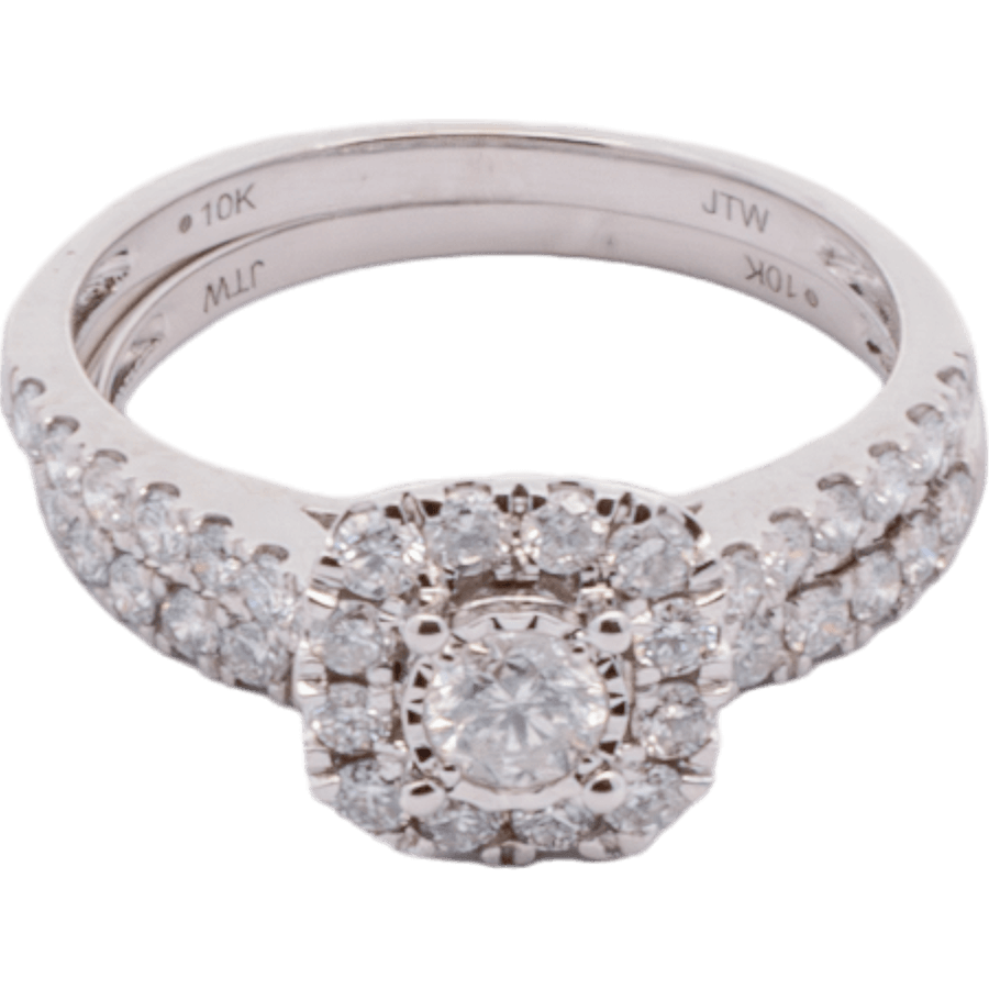  Ring 10k White Gold with 0.75 Carats of Diamonds