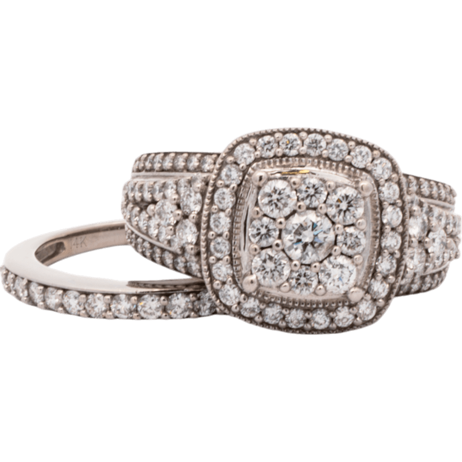  Ring 14k White Gold with 1.91 Carats of Diamonds