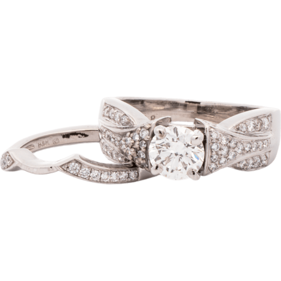  Ring 14k White Gold with 1.02 Carats of Diamonds