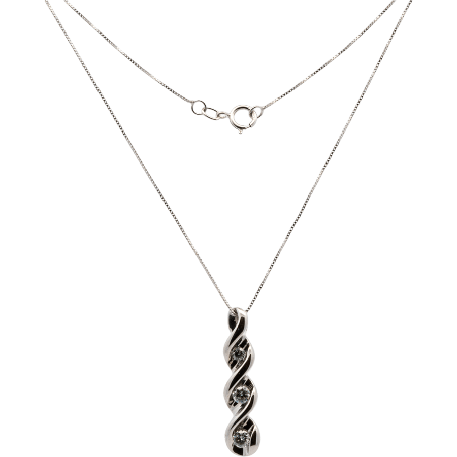  Necklace 14k White Gold with 0.33 Carats of Diamonds