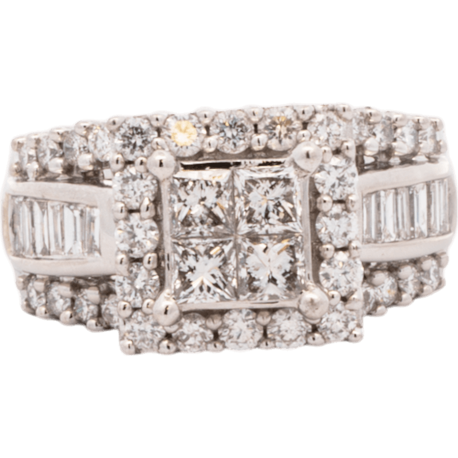  Ring 14k White Gold with 2.58 Carats of Diamonds