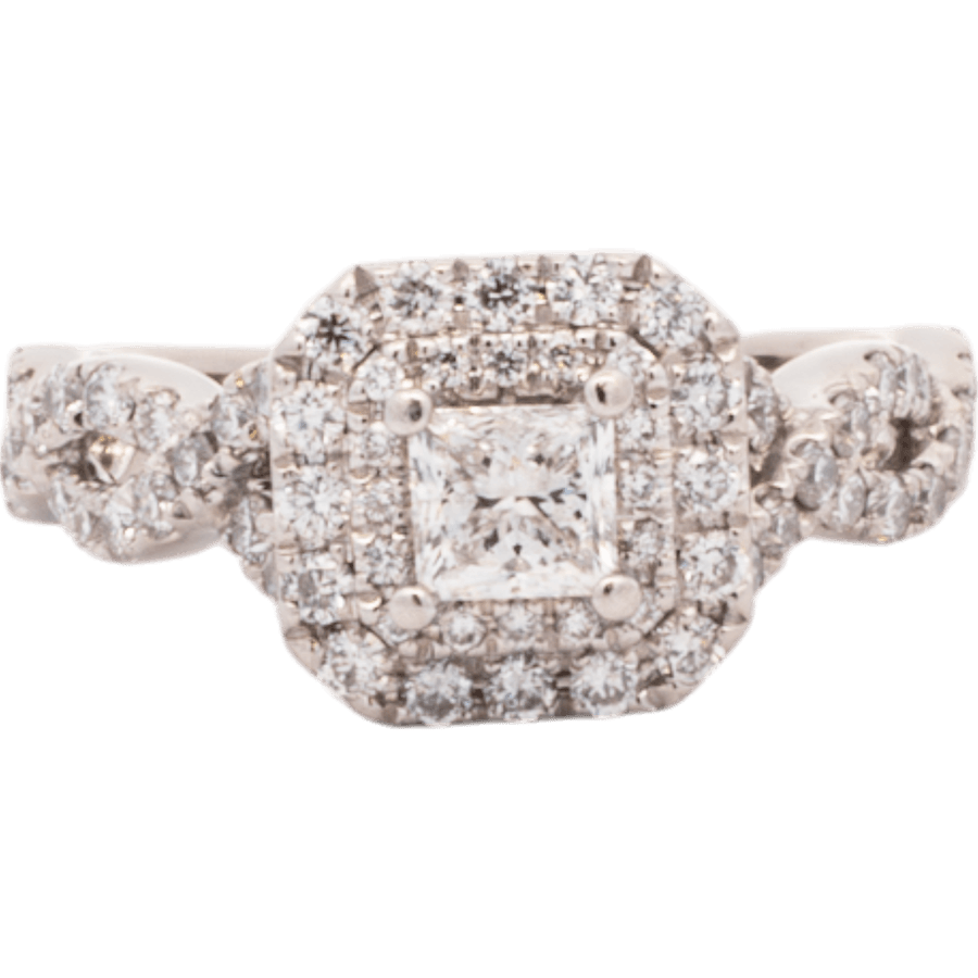  Ring 14k White Gold with 1.06 Carats of Diamonds