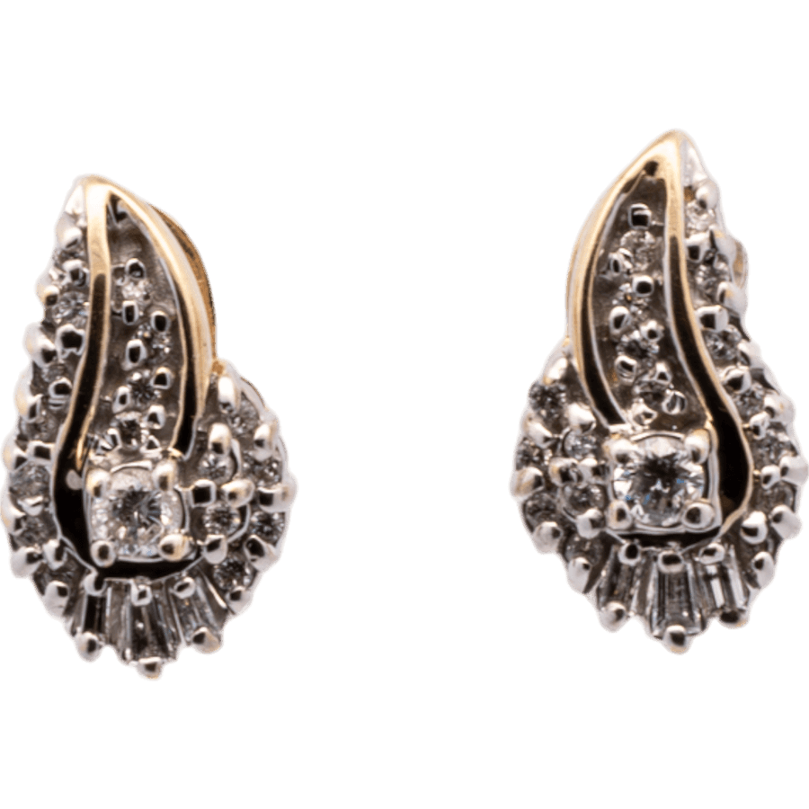  Earrings 14k Yellow Gold with 0.4 Carats of Diamonds