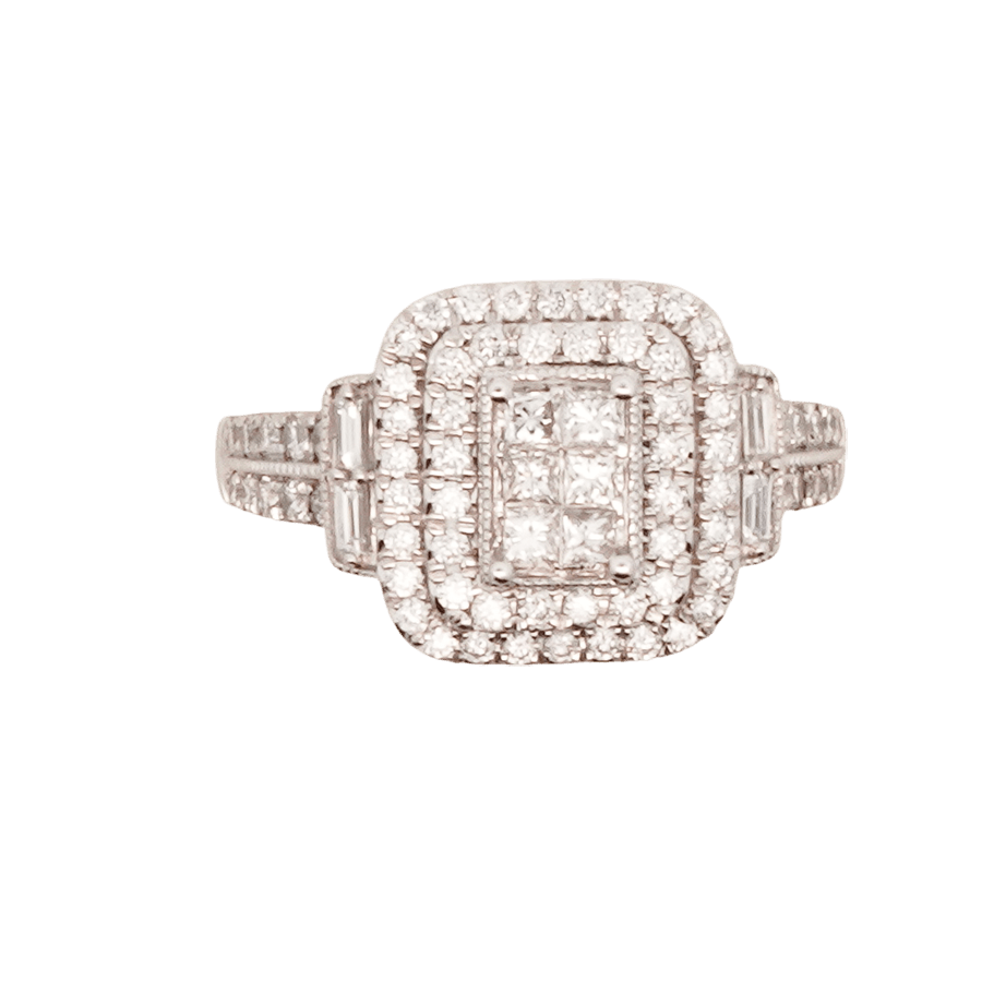  Ring 10k White Gold with 0.98 Total Carats of Diamonds