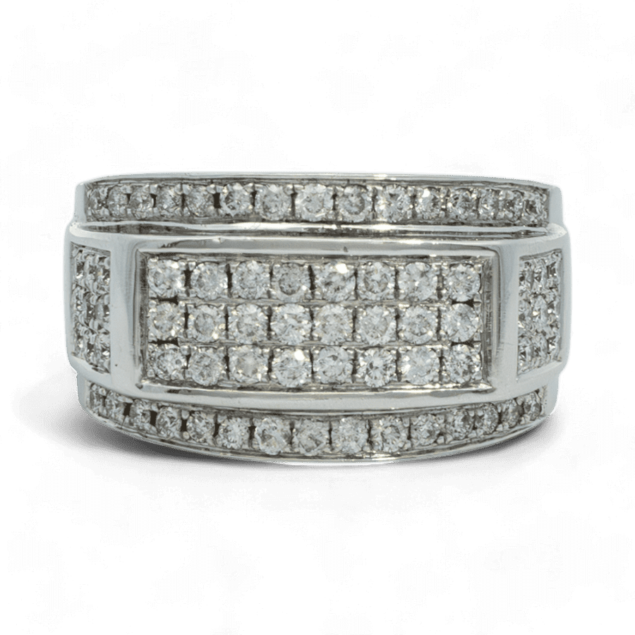  Ring 10k White Gold with 1.60 Carats of Diamonds