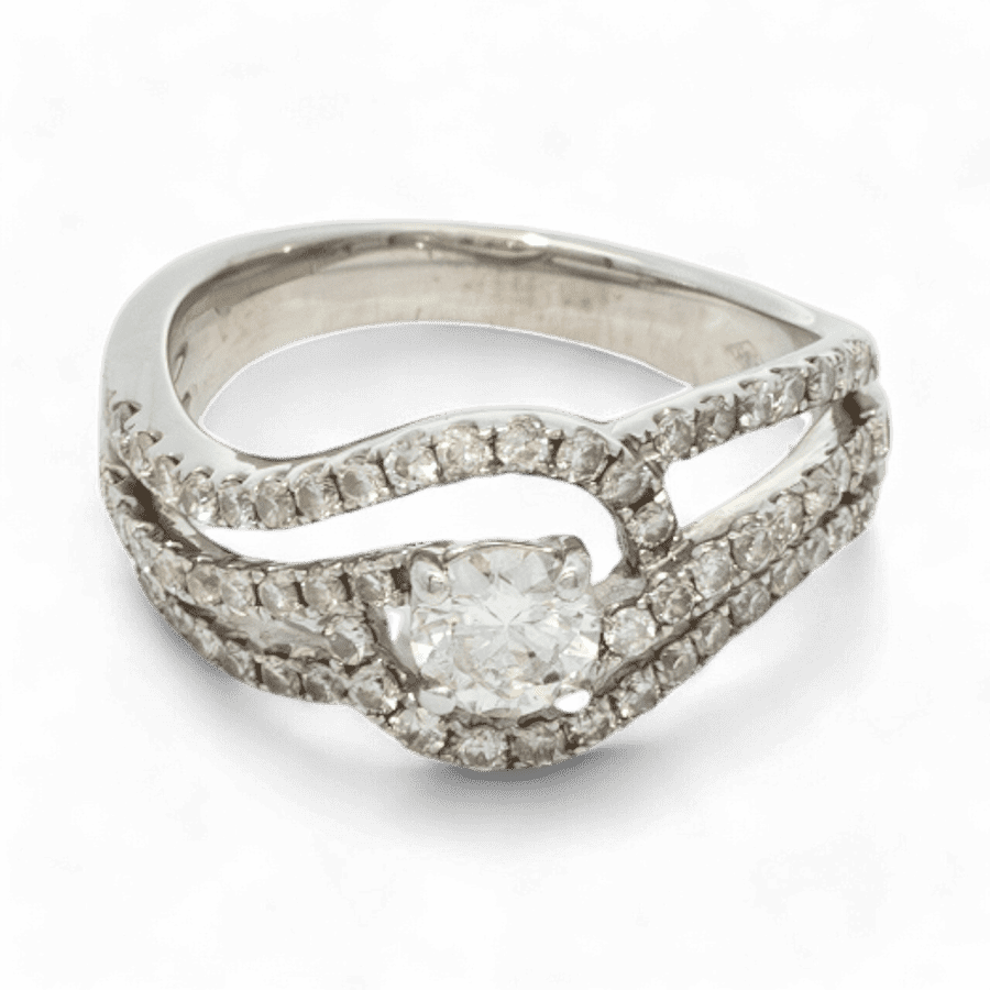  Ring 14k White Gold with 1.09 Carats of Diamonds