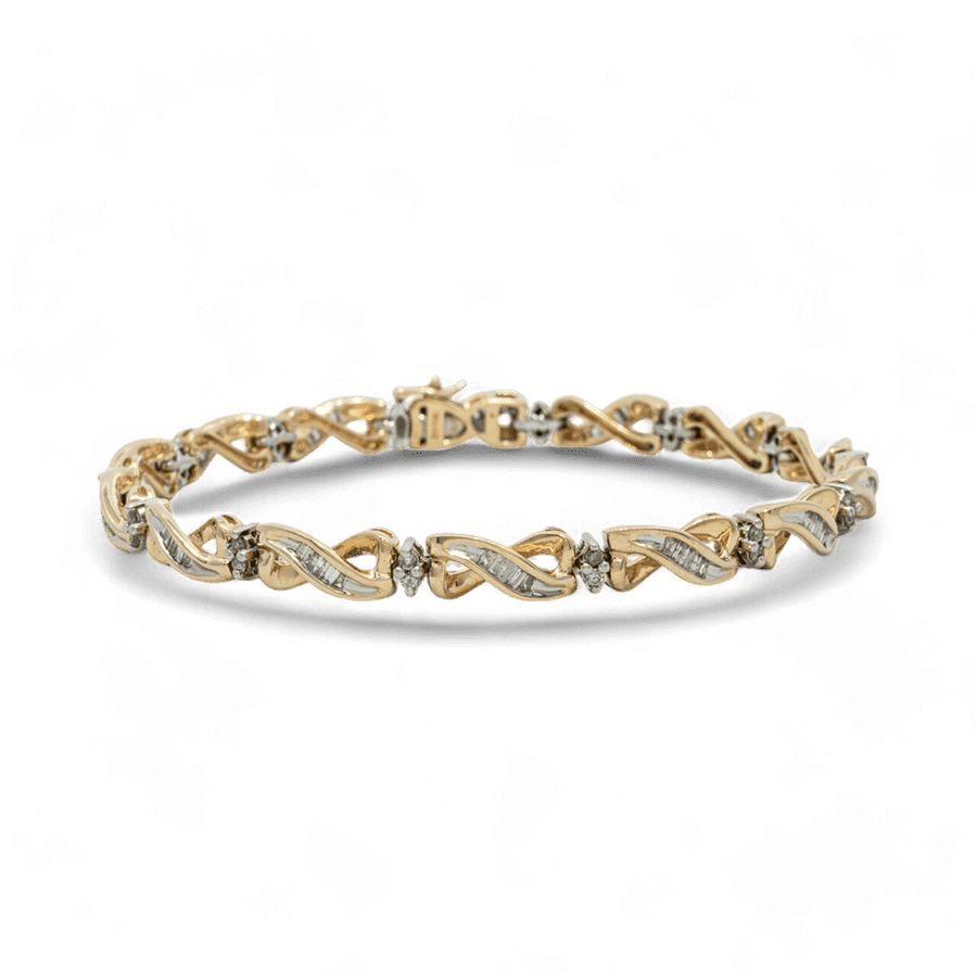  Bracelet 14k Yellow Gold with 0.98 Carats of Diamonds