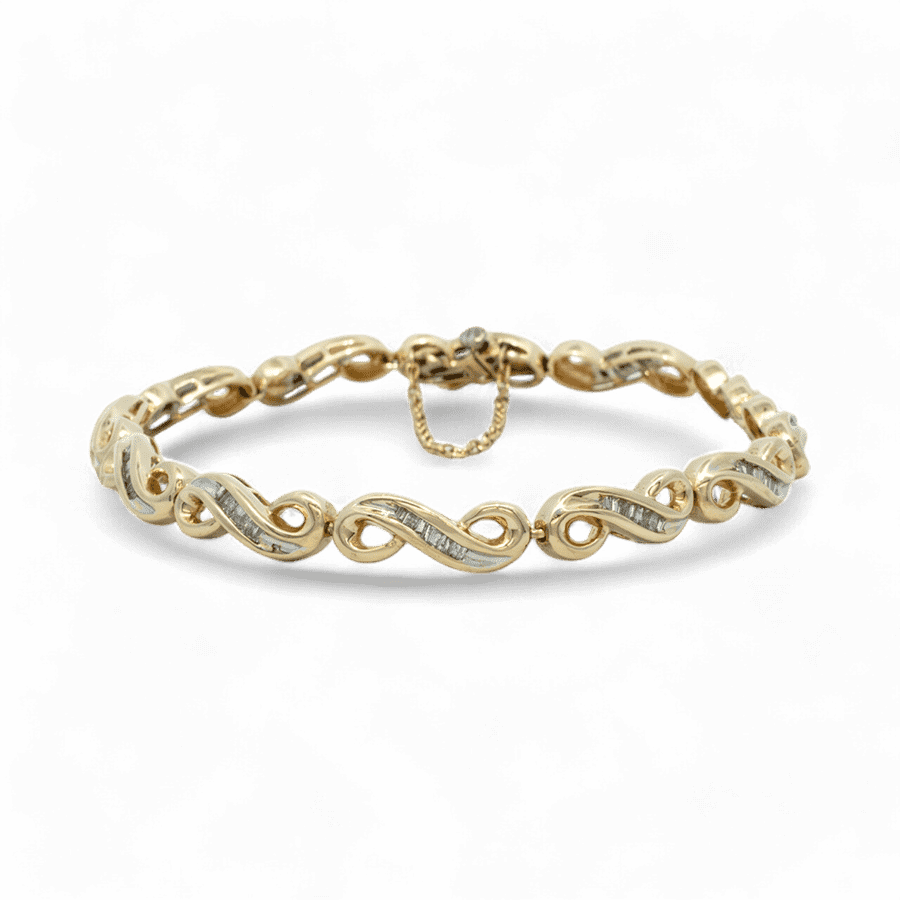  Bracelet 14k Yellow Gold with 0.82 Carats of Diamonds