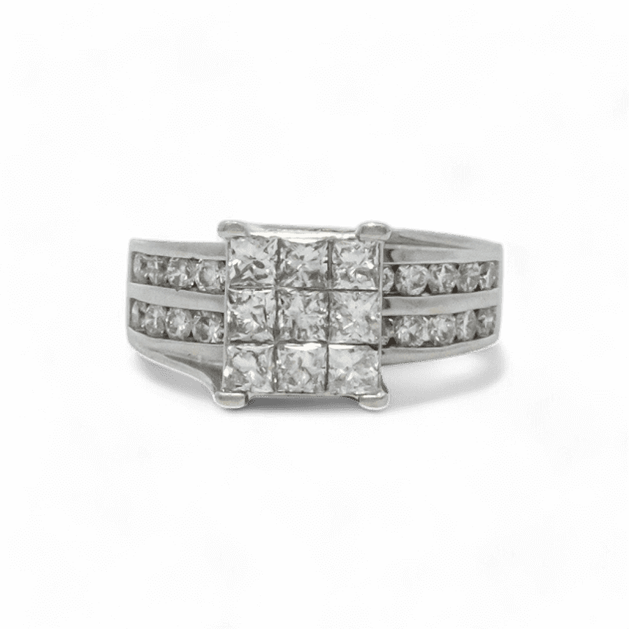  Ring 14K White Gold With 2.04 Carats Of Diamonds