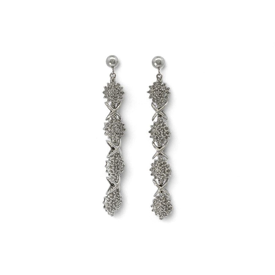  Earrings 10K White Gold With 1.344 Carats Of Diamonds