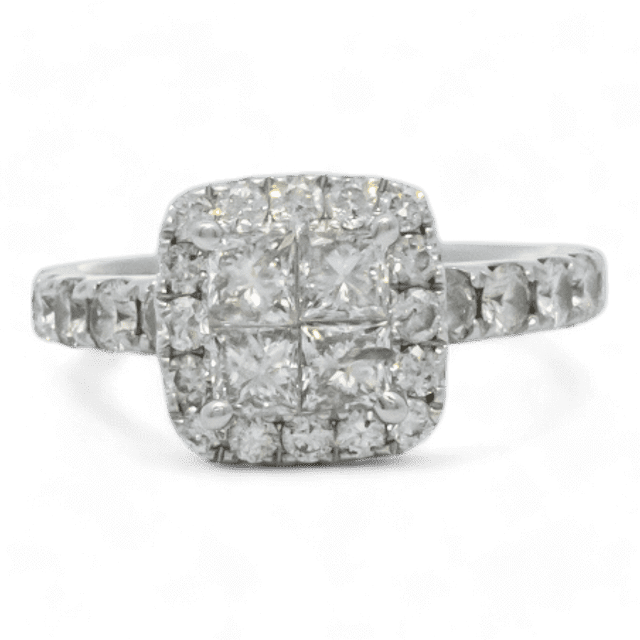  Ring 14k White Gold with 2.04 Carats of Diamonds