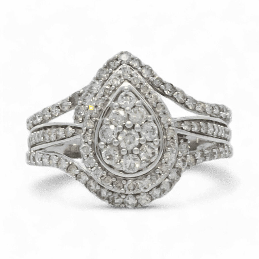  Ring 10k White Gold with 0.963 Total Carats of Diamonds