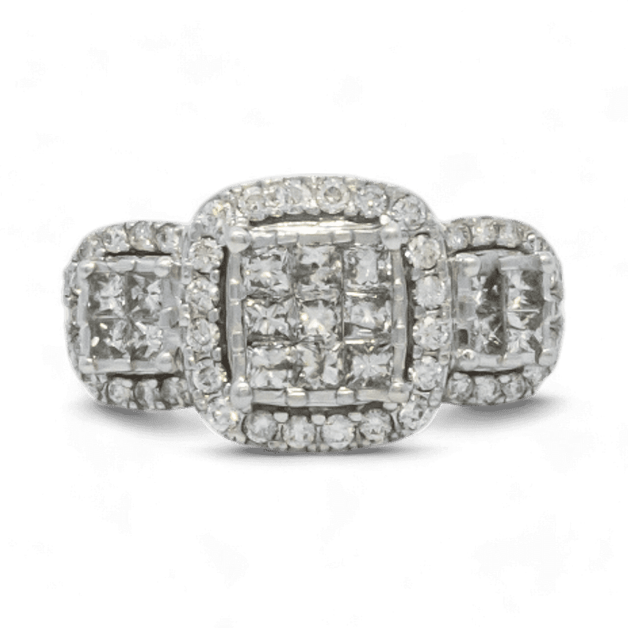  Ring 10k White Gold with 1.67 Total Carats of Diamonds