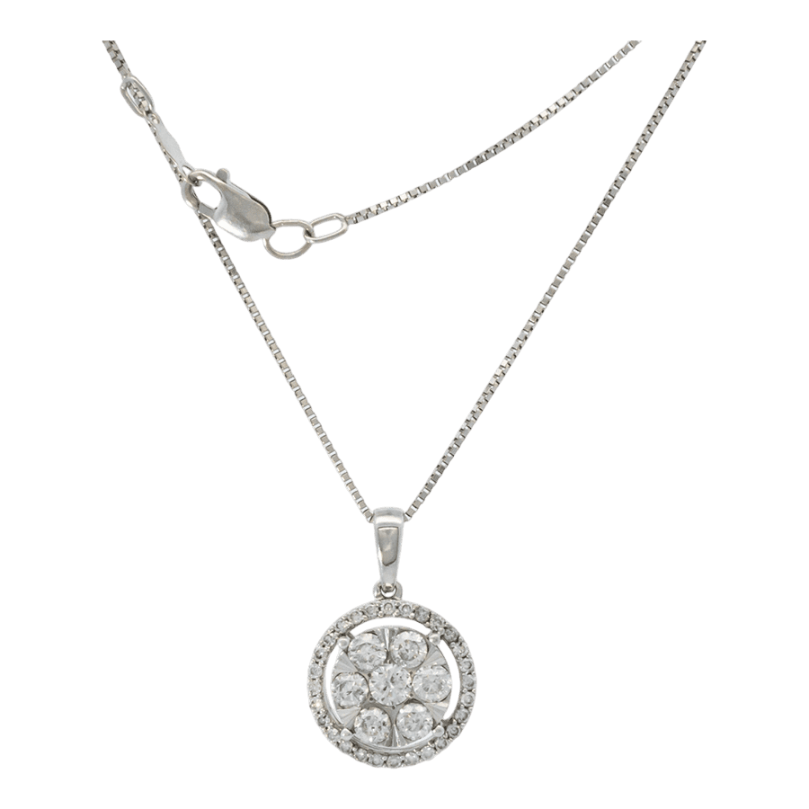  Necklace 14k White Gold with 0.85 Carats of Diamonds