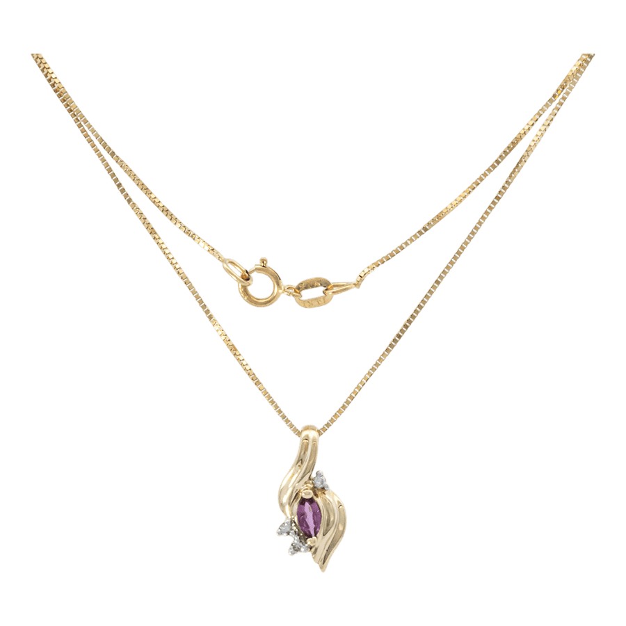  Necklace 14k Yellow Gold with 0.03 Carats of Diamonds