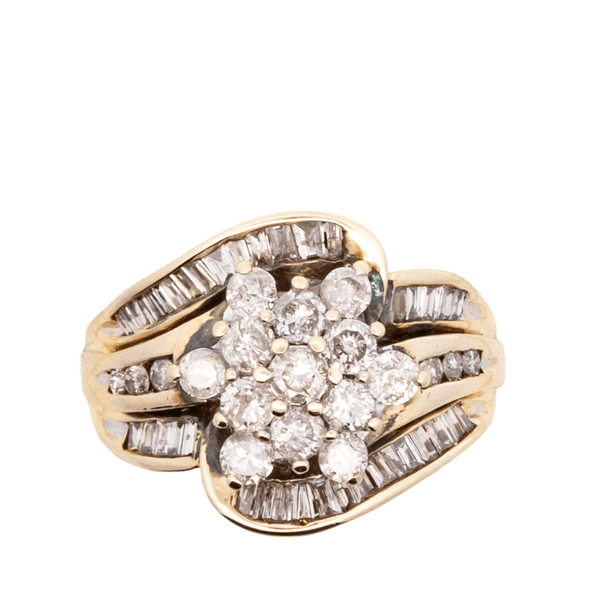  Ring 10k Yellow Gold with 1.92 Total Carats of Diamonds