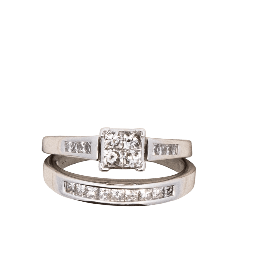  Ring 14k White Gold with 0.95 Total Carats of Diamonds