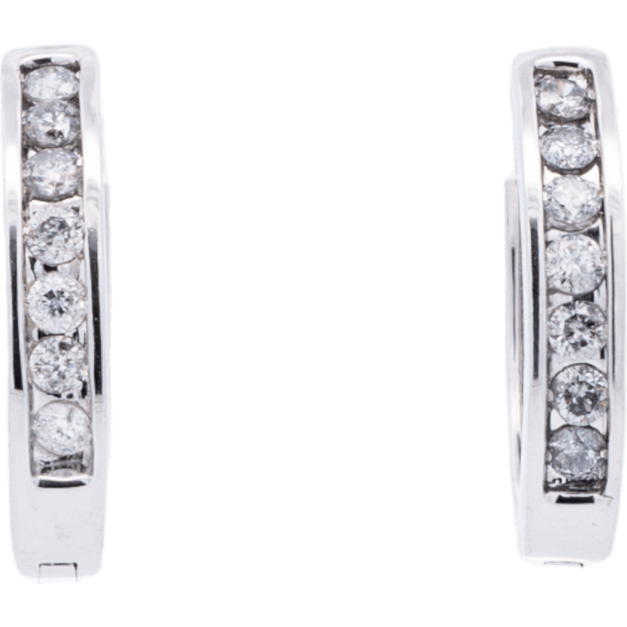  Earrings 10k White Gold 14 Diamonds