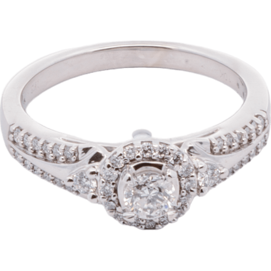  Ring 10k White Gold with 0.46 Carats of Diamonds