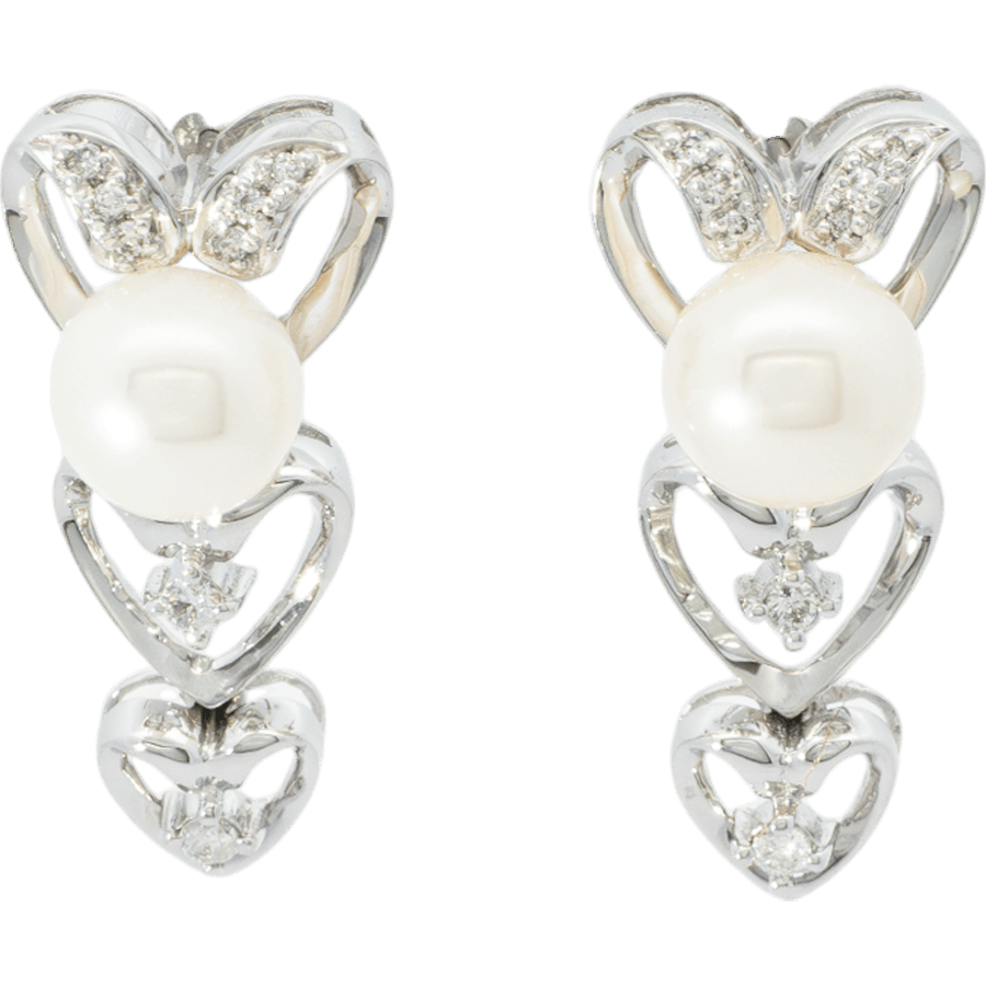  Earrings 18k White Gold with 0.16 Total Carats of Diamonds