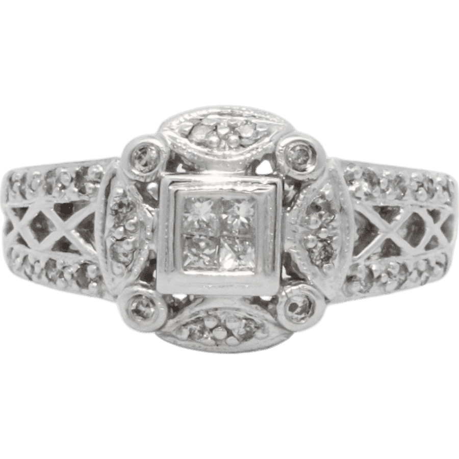  Ring 14k White Gold With 0.316 Carats of Diamonds