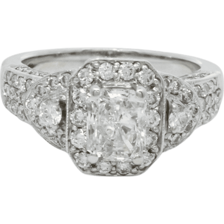  Ring 18k White Gold With 2.13 Carats of Diamonds