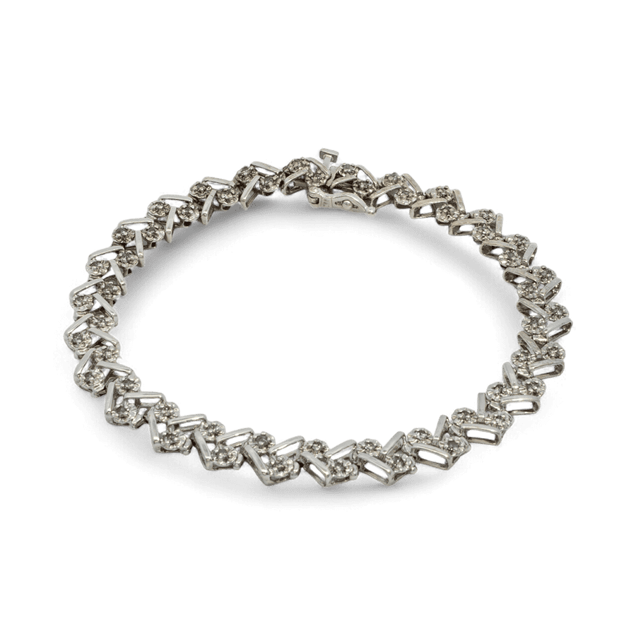  Bracelet 10k White Gold With 0.52 Carats of Diamonds