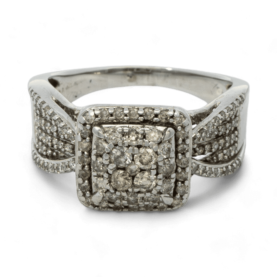  Ring 10k White Gold With 1.096 Carats of Diamonds